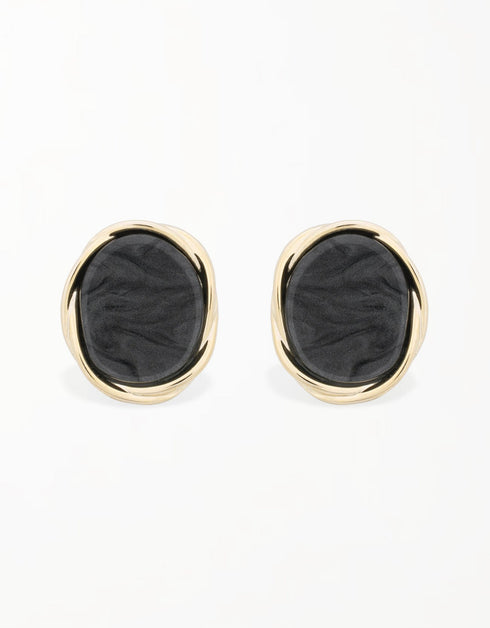 单色优雅椭圆形耳钉