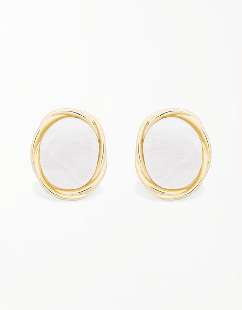 单色优雅椭圆形耳钉