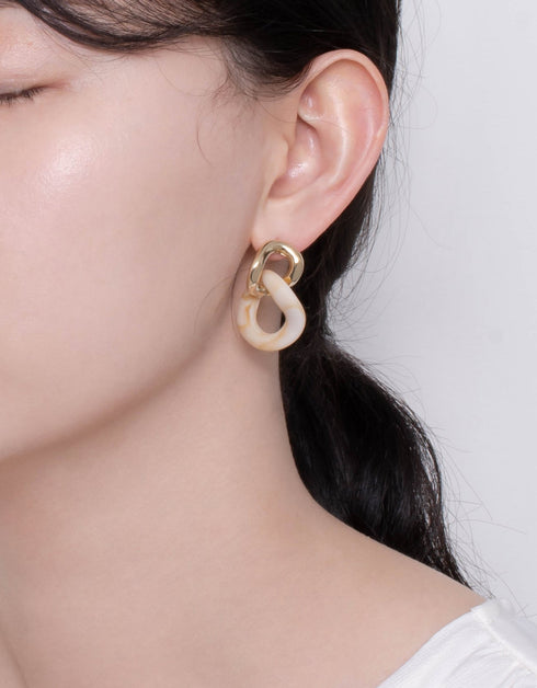 Chic Harmony: Twisted Gold & Gradient Resin Hoop Drop Earrings