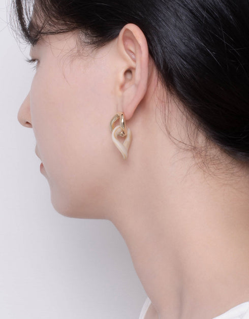 Chic Harmony: Twisted Gold & Gradient Resin Hoop Drop Earrings