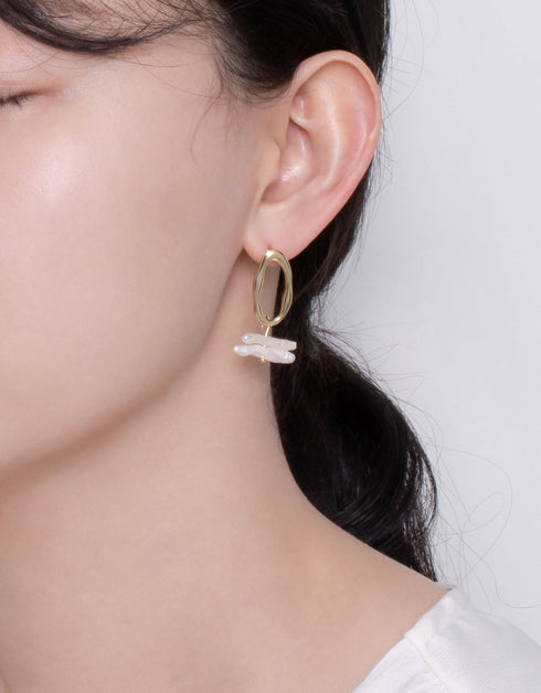 18K Altın Kaplama Aurora İnci Damla Küpe