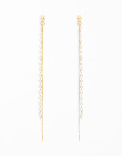 金色 Serenity 珍珠肩罩耳环