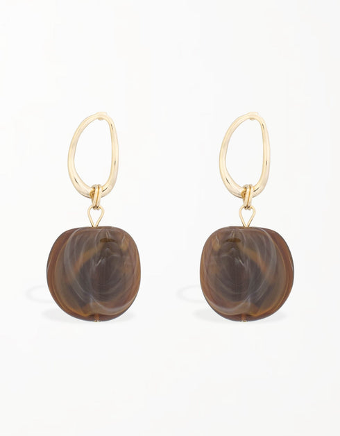 Eclat 18K 金色调卵石吊坠耳环