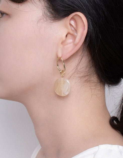 Eclat 18K 金色调卵石吊坠耳环