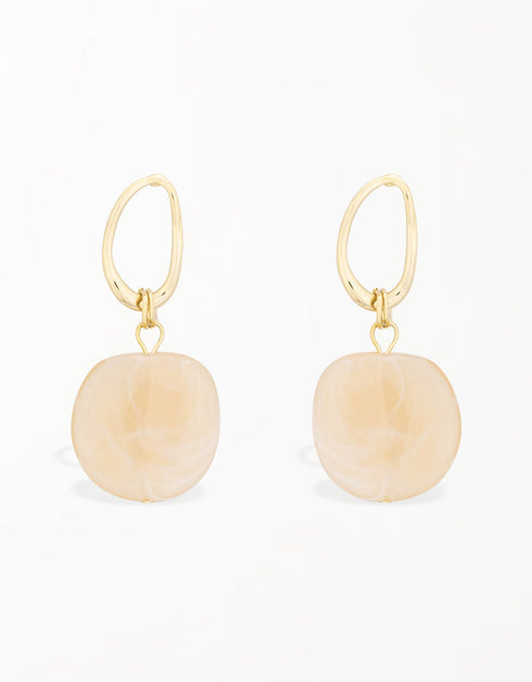 Eclat 18K 金色调卵石吊坠耳环