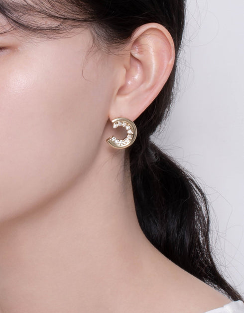 Lumina 新月形镀金氧化锆耳钉