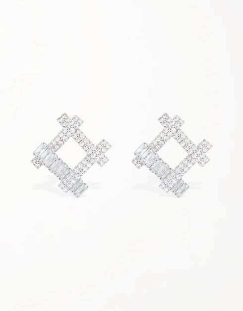 Trendsetter Cubic Zirconia Studs: Sparkling Hashtag Design