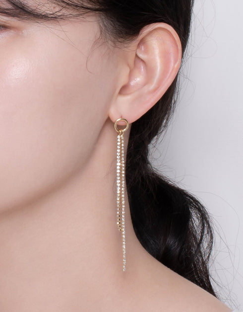 Gilded Elegance Cubic Zirconia Box Chain Shoulder Duster Earrings