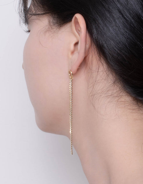 Gilded Elegance Cubic Zirconia Box Chain Shoulder Duster Earrings