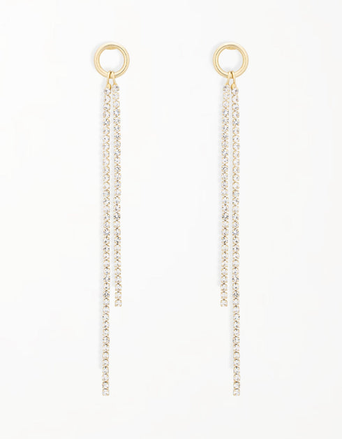Gilded Elegance Cubic Zirconia Box Chain Shoulder Duster Earrings