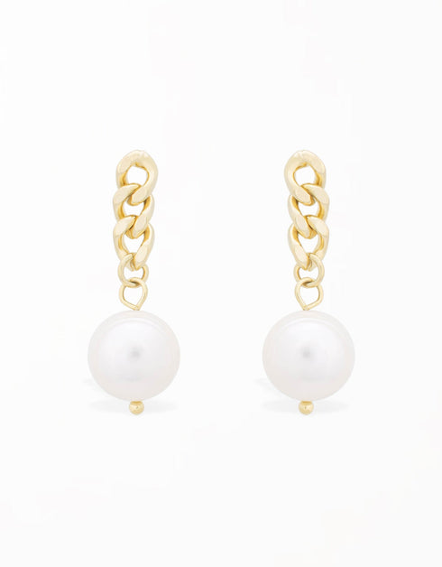 Fısıltılar Tatlı Su İncisi ve Altın Zincir Damla Küpe