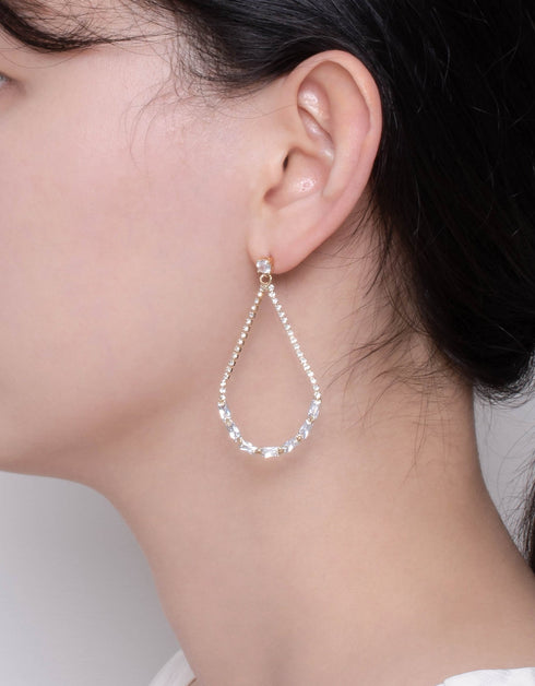 光芒四射泪珠氧化锆链式耳环