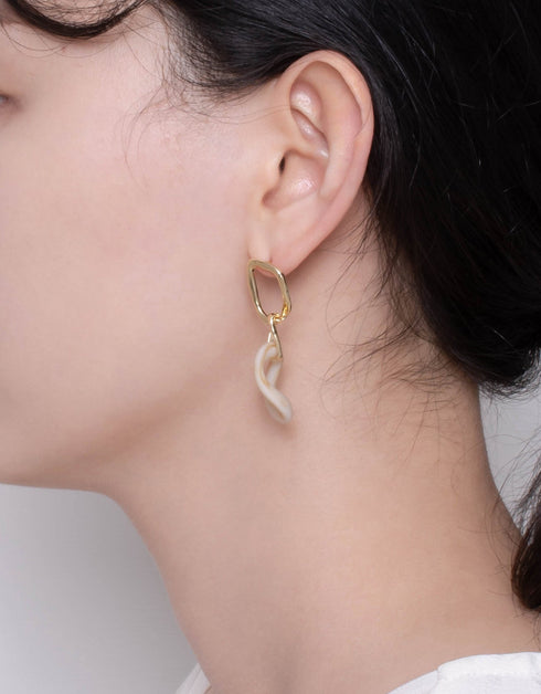Sunset Hues Resin Hoop Drop Earrings - Elegant Design