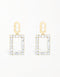 Golden Glamour Square Zirconia Drop Earrings by Percocero