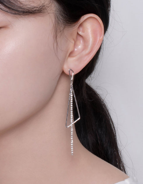 Asimetrik Geometrik Üçgen Zincir Damla Küpe