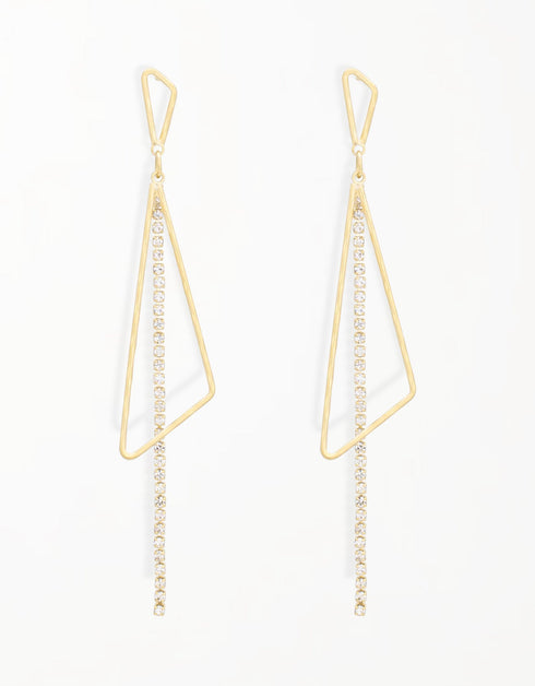 Asimetrik Geometrik Üçgen Zincir Damla Küpe