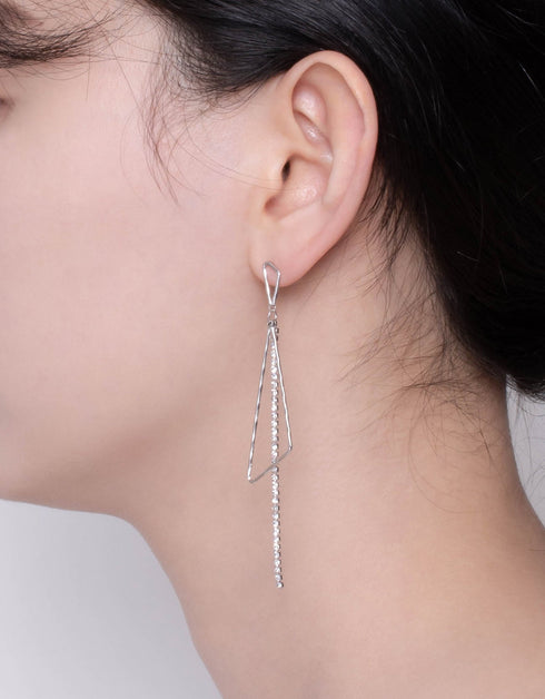 Asimetrik Geometrik Üçgen Zincir Damla Küpe