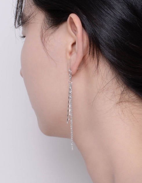 Asimetrik Geometrik Üçgen Zincir Damla Küpe