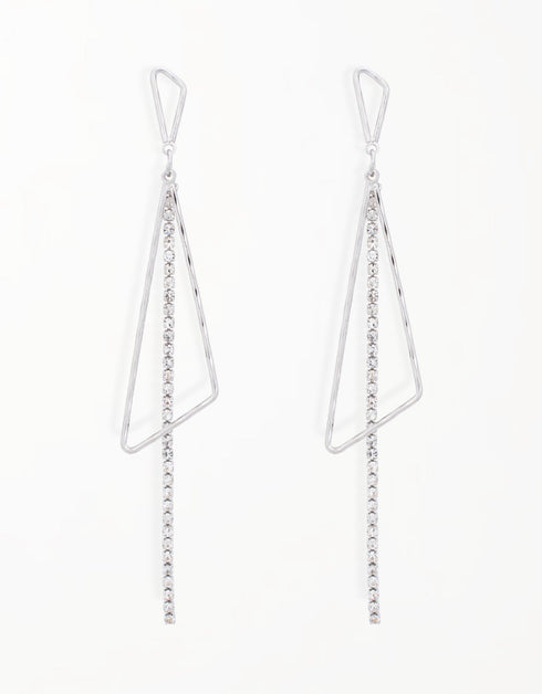 Asimetrik Geometrik Üçgen Zincir Damla Küpe