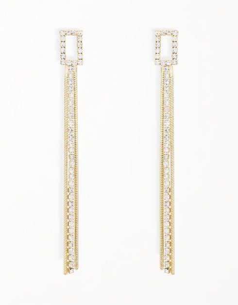 闪闪发光的矩形环形链吊式耳环