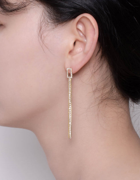 闪闪发光的矩形环形链吊式耳环