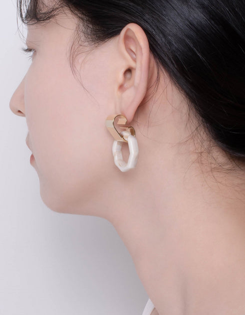 Geometric Glamour Octagonal Hoop Drop Earrings