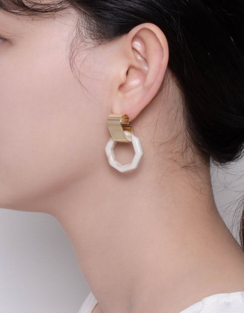 Geometric Glamour Octagonal Hoop Drop Earrings