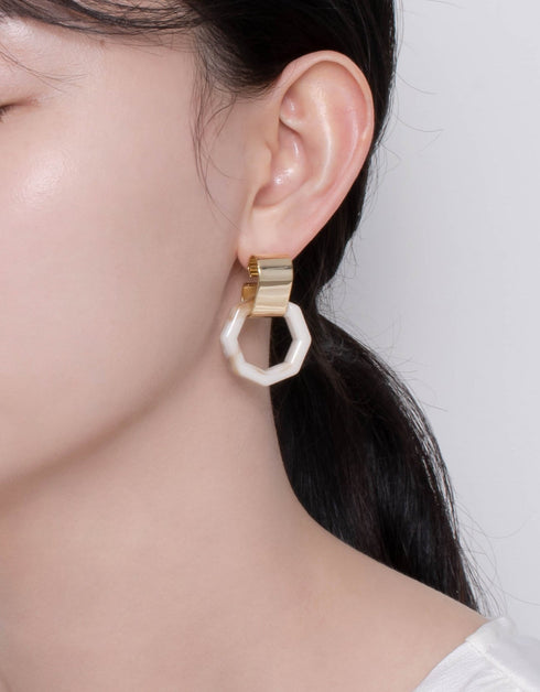 Geometric Glamour Octagonal Hoop Drop Earrings