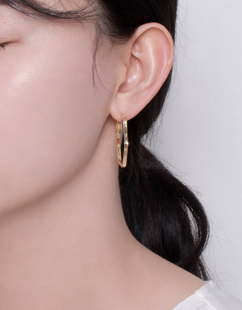 Soft Curve Hexagon Hinged Hoops - 18K Gold & Platinum Styles
