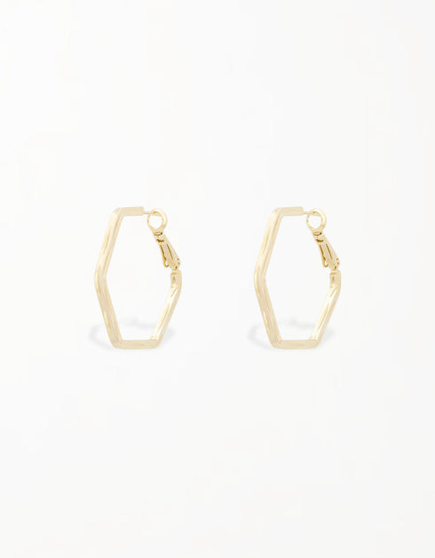 Soft Curve Hexagon Hinged Hoops - 18K Gold & Platinum Styles