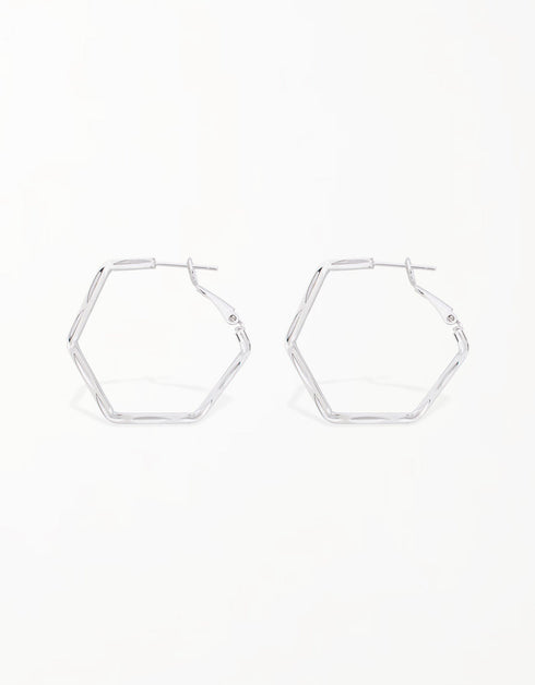 Soft Curve Hexagon Hinged Hoops - 18K Gold & Platinum Styles