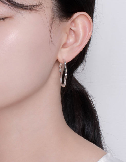 Soft Curve Hexagon Hinged Hoops - 18K Gold & Platinum Styles